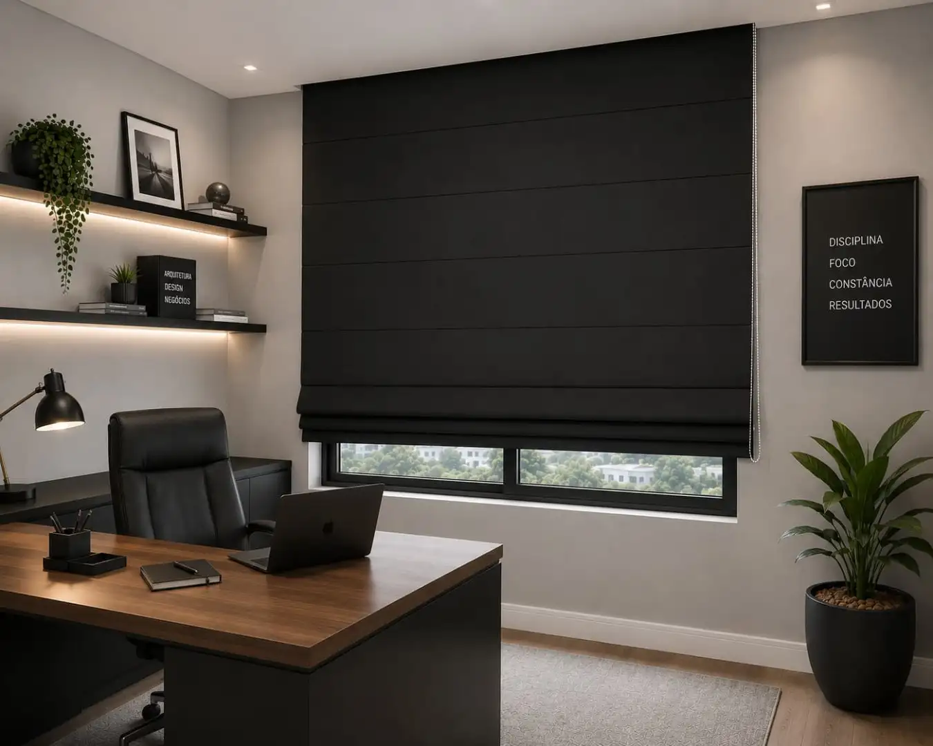 Persiana Romana Blackout Slim Preta